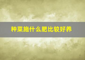 种菜施什么肥比较好养