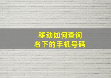 移动如何查询名下的手机号码