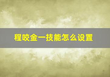 程咬金一技能怎么设置