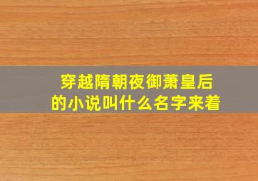 穿越隋朝夜御萧皇后的小说叫什么名字来着