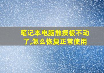 笔记本电脑触摸板不动了,怎么恢复正常使用