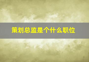 策划总监是个什么职位