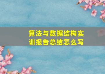 算法与数据结构实训报告总结怎么写