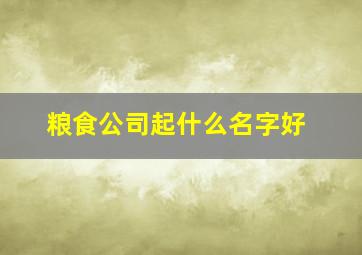 粮食公司起什么名字好