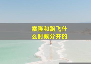 索隆和路飞什么时候分开的