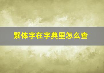 繁体字在字典里怎么查