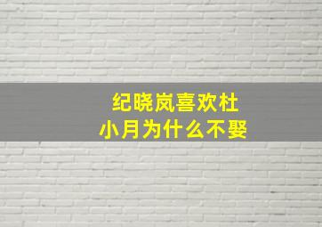 纪晓岚喜欢杜小月为什么不娶