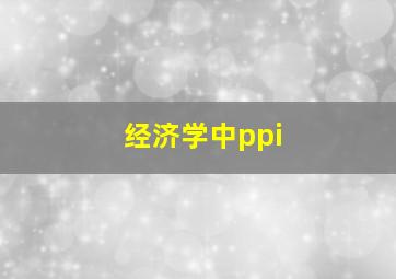 经济学中ppi