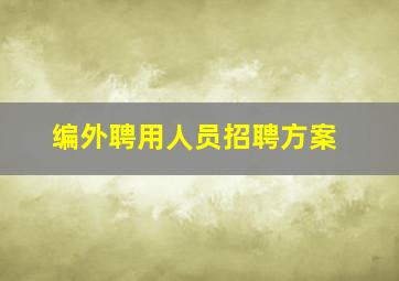 编外聘用人员招聘方案