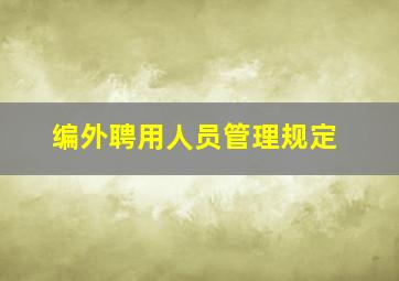 编外聘用人员管理规定