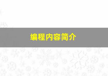 编程内容简介