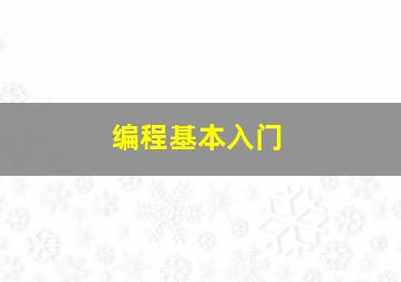 编程基本入门