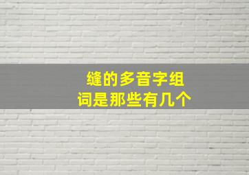 缝的多音字组词是那些有几个