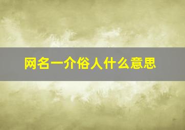 网名一介俗人什么意思