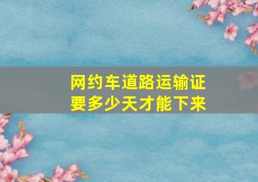 网约车道路运输证要多少天才能下来