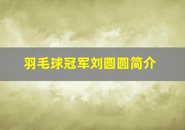 羽毛球冠军刘圆圆简介