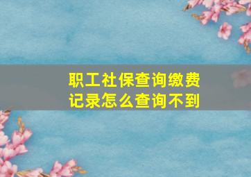 职工社保查询缴费记录怎么查询不到