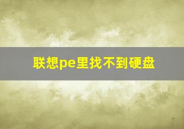 联想pe里找不到硬盘