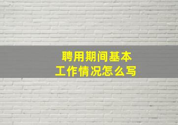 聘用期间基本工作情况怎么写