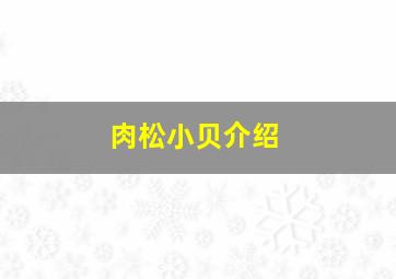 肉松小贝介绍