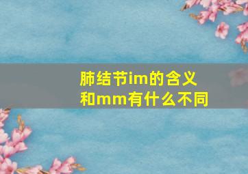 肺结节im的含义和mm有什么不同