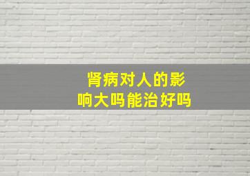 肾病对人的影响大吗能治好吗