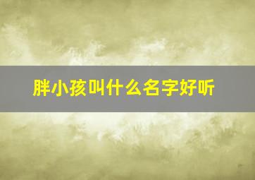 胖小孩叫什么名字好听