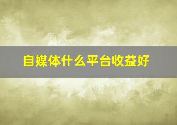 自媒体什么平台收益好