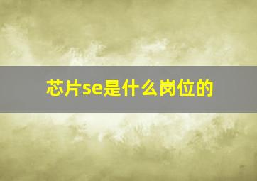 芯片se是什么岗位的