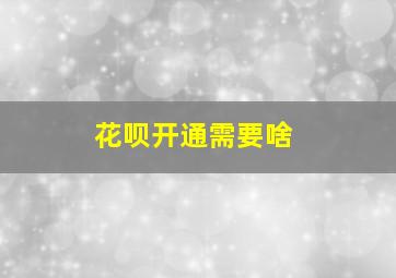 花呗开通需要啥