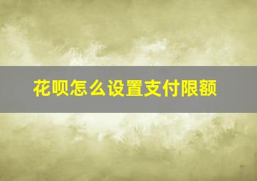 花呗怎么设置支付限额