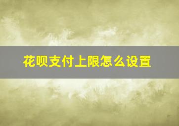 花呗支付上限怎么设置