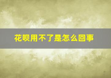 花呗用不了是怎么回事