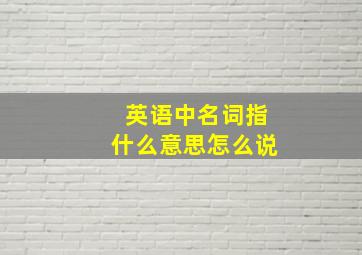 英语中名词指什么意思怎么说