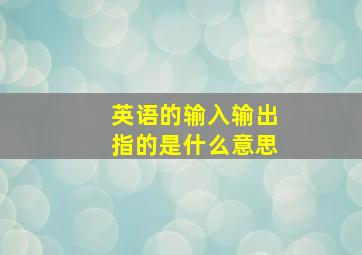 英语的输入输出指的是什么意思