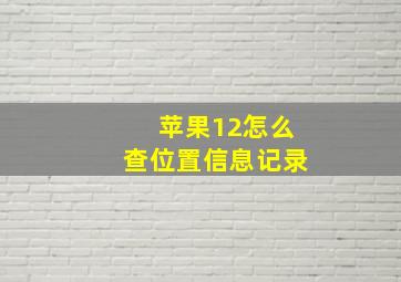 苹果12怎么查位置信息记录