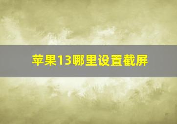 苹果13哪里设置截屏