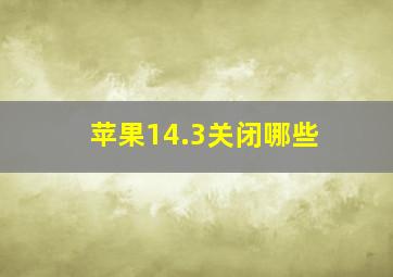 苹果14.3关闭哪些