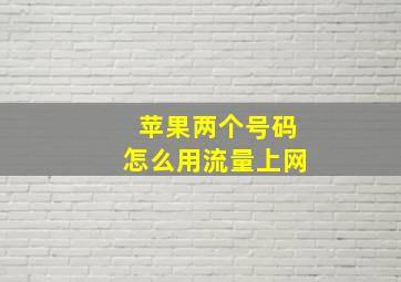 苹果两个号码怎么用流量上网