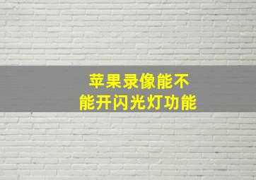 苹果录像能不能开闪光灯功能