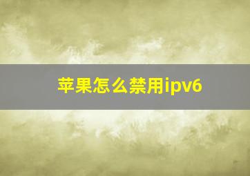 苹果怎么禁用ipv6