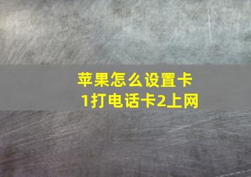 苹果怎么设置卡1打电话卡2上网