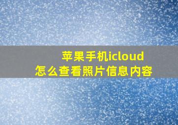 苹果手机icloud怎么查看照片信息内容