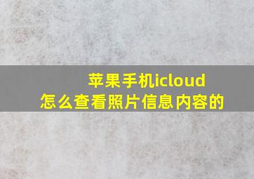 苹果手机icloud怎么查看照片信息内容的