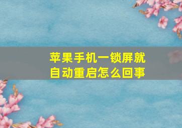 苹果手机一锁屏就自动重启怎么回事