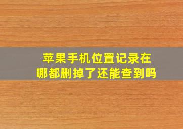 苹果手机位置记录在哪都删掉了还能查到吗