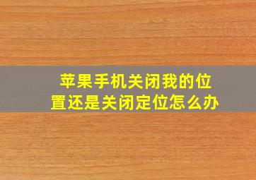 苹果手机关闭我的位置还是关闭定位怎么办