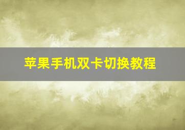 苹果手机双卡切换教程