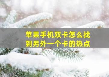 苹果手机双卡怎么找到另外一个卡的热点