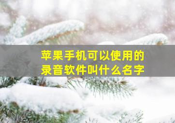 苹果手机可以使用的录音软件叫什么名字